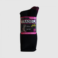 Tradie Ladies 2pk Cotton Crew Socks Packet