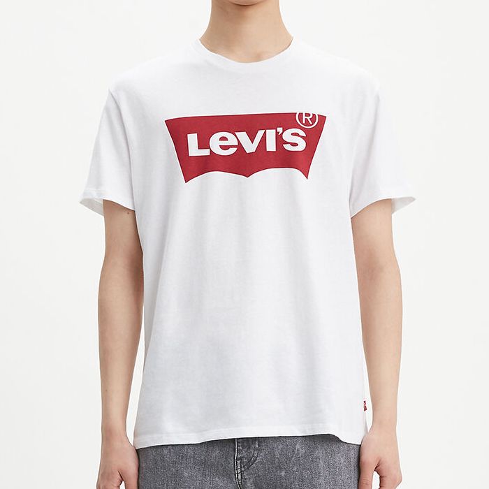 Front view of Levi's Graphic Set-In Neck Batwing Tee in White