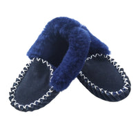 Merino Craft Sheepskin Moccasins in Blue