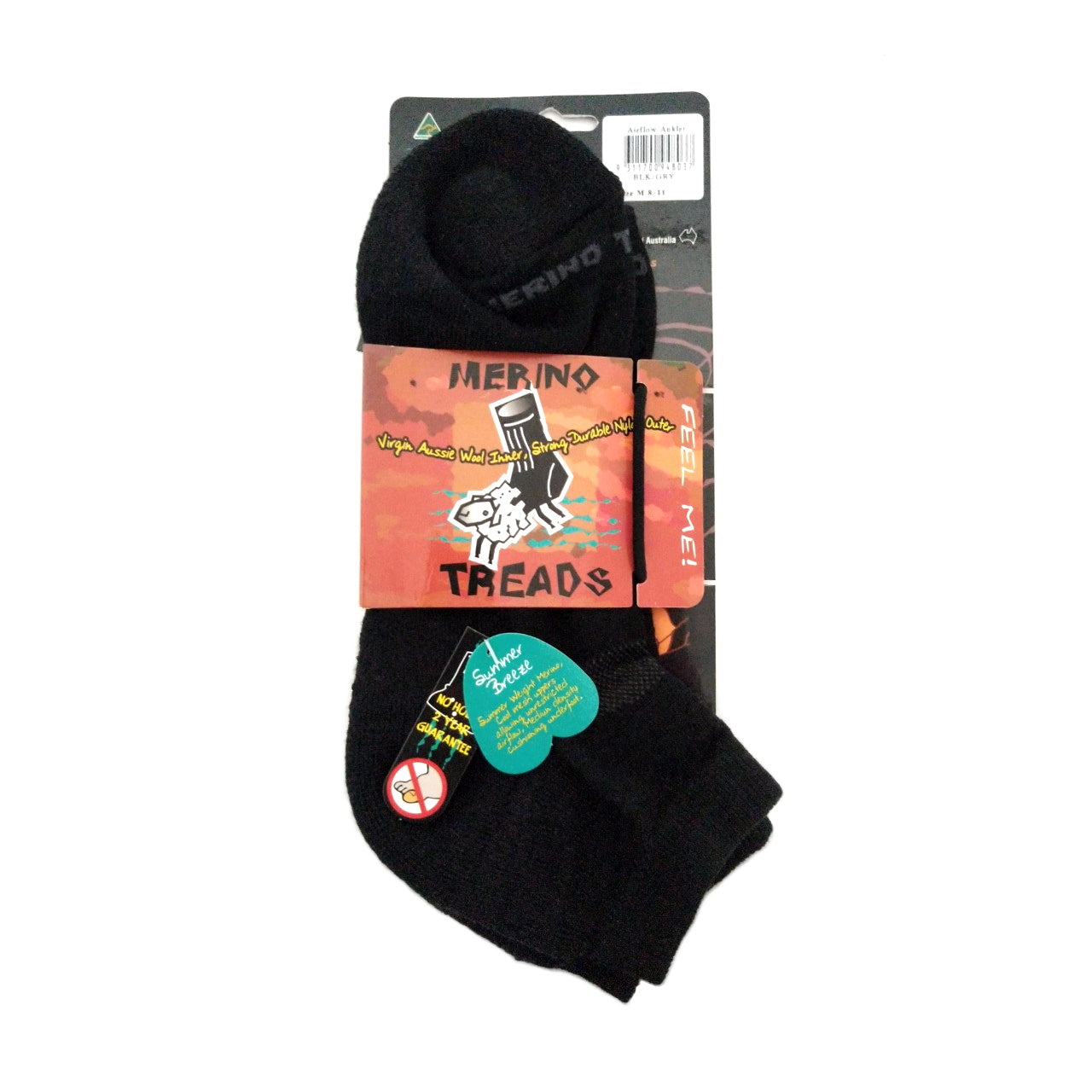 Merino Treads Airflow Anklet Socks in Black