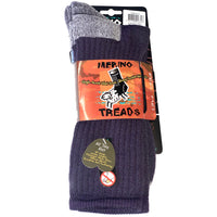 Merino Treads Allday Feet Socks With Grey Inner in Aubergine