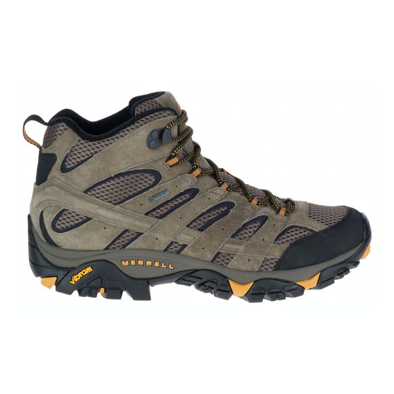 Side view of Merrell Moab 2 Leather Gore-Tex Mid Hiking Boots in Walnut 