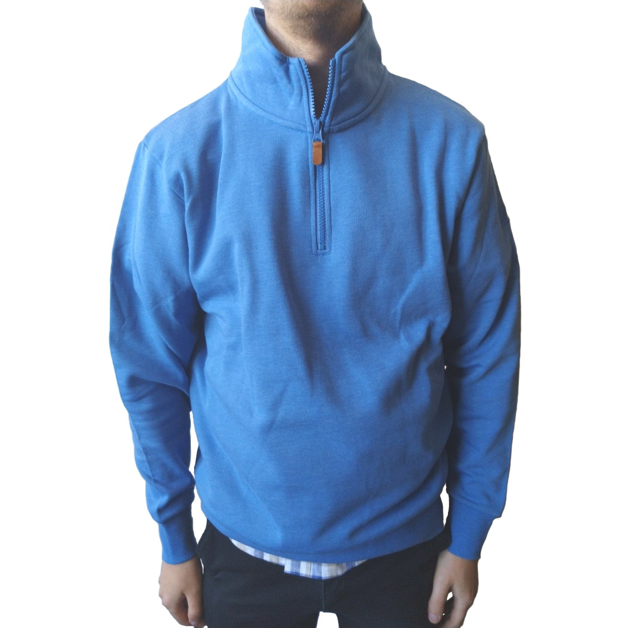 Milton Mens 1/4 Zip Neck Fleece Windcheater in Blue Marle
