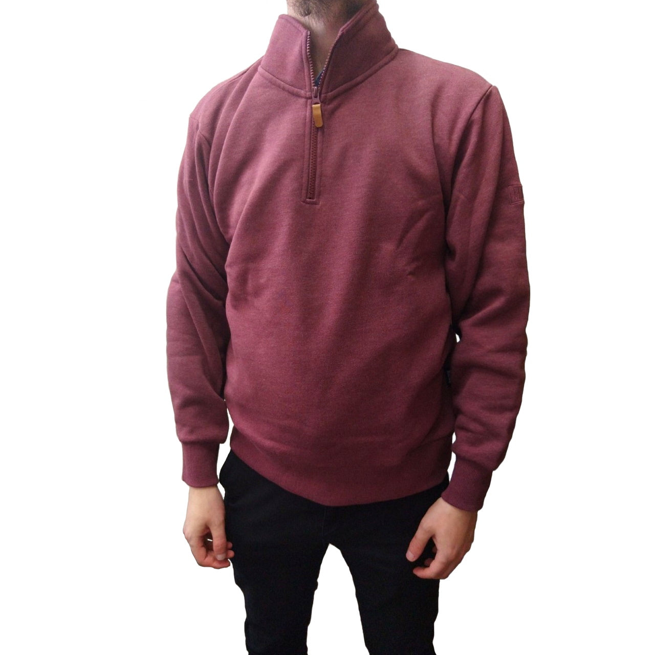 Milton Mens 1/4 Zip Neck Fleece Windcheater in Burgundy