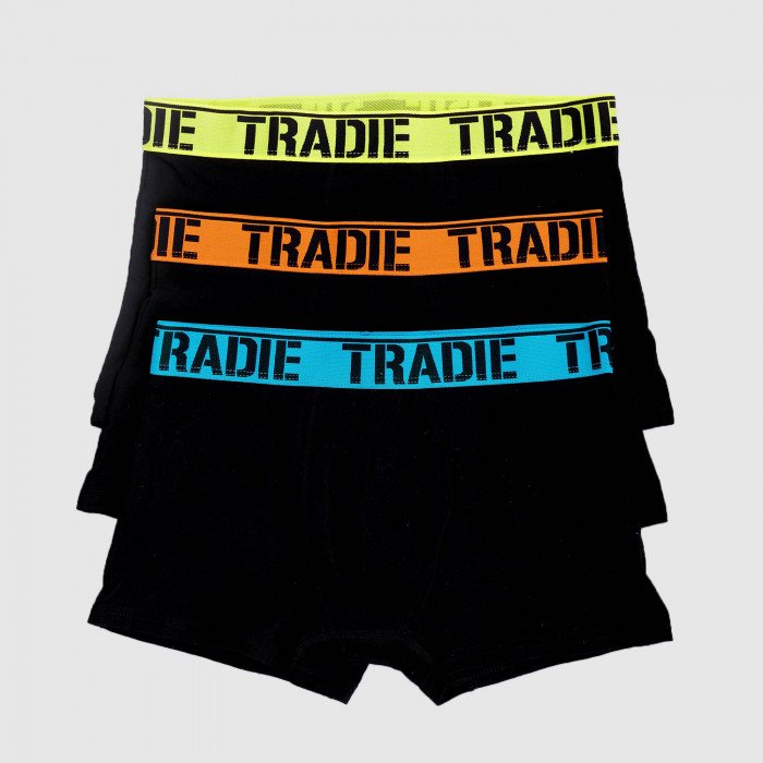 Tradie Mens 3pk Fitted Trunk in Fluro Ban