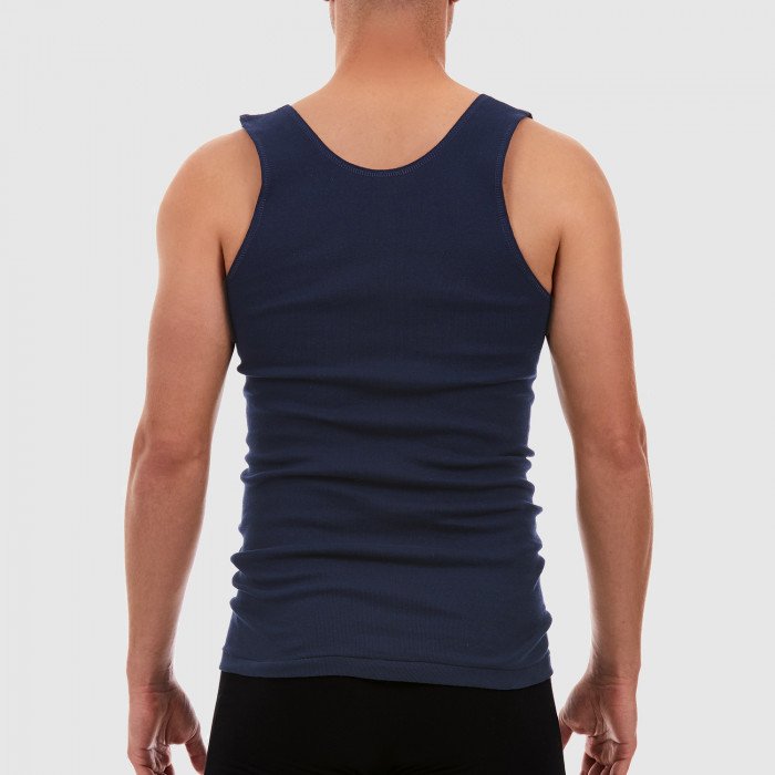 Back of Navy Tradie Mens Cotton Singlet