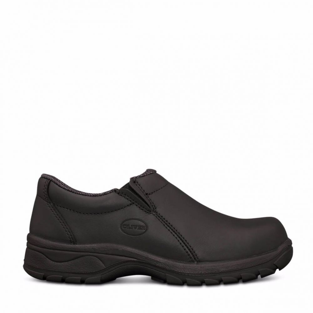 Side view of Oliver 49-430 Women's Slip On Safety Shoe in Black