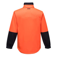 Back of Portwest Fleecy Zip Soft Shell Jacket in Orange