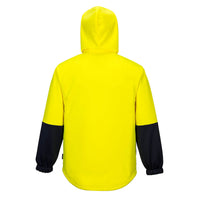 Back of Portwest Hi Vis Water Repellent Hoodie in Yellow