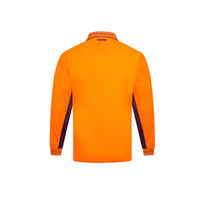 Back of Portwest Hi Vis 2 Tone Micro Mesh Long Sleeve Polo in Orange/Navy