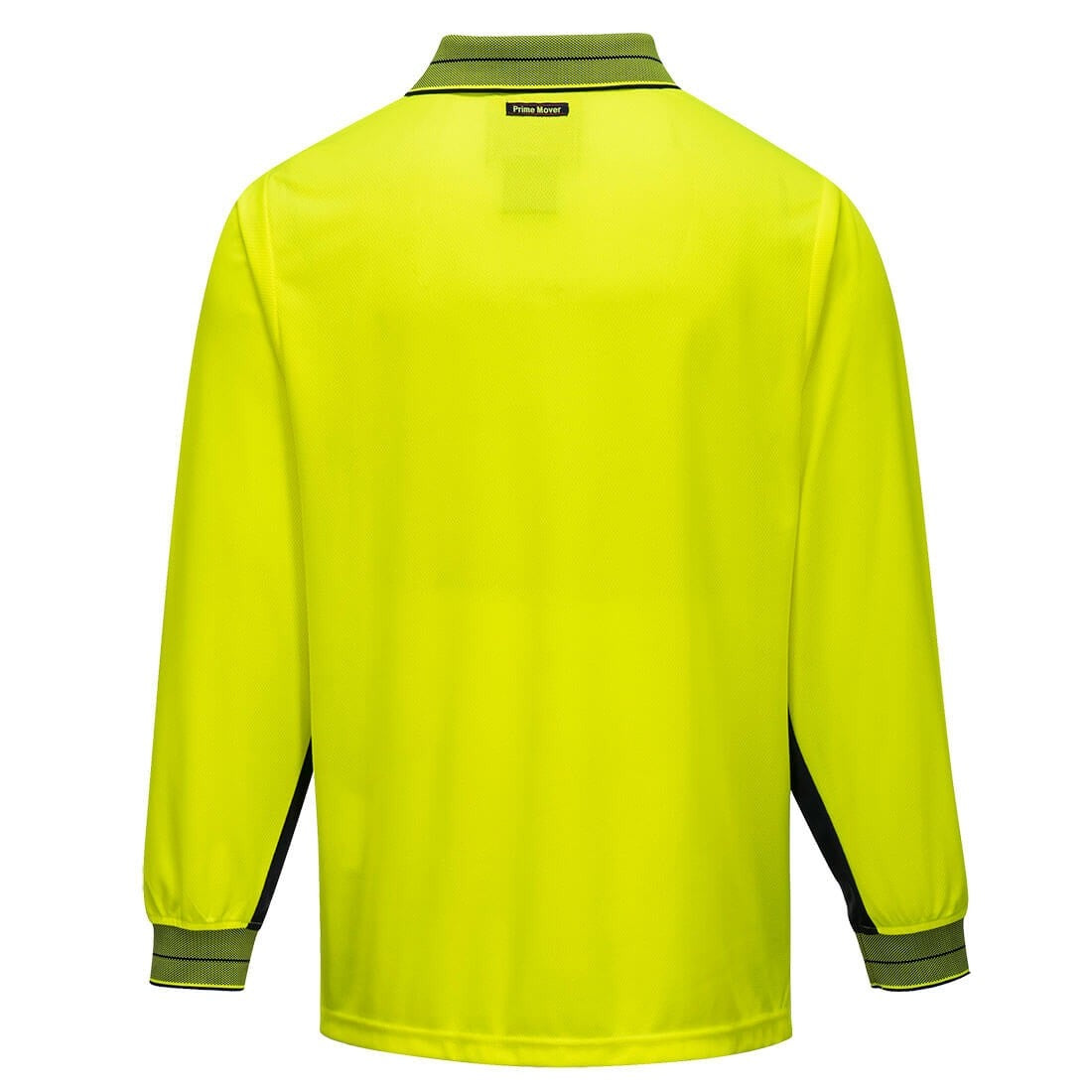 Back of Portwest Hi Vis 2 Tone Micro Mesh Long Sleeve Polo in Yellow/Navy