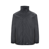 Front view of Rainbird Stowaway Jacket in Black