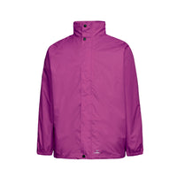 Front view of Rainbird Stowaway Jacket in Orchid