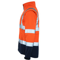 Side view of Rainbird Landy Jacket in Hi Vis Orange/Navy