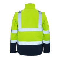 Back view of Rainbird Landy Jacket in Hi Vis Yellow/Navy