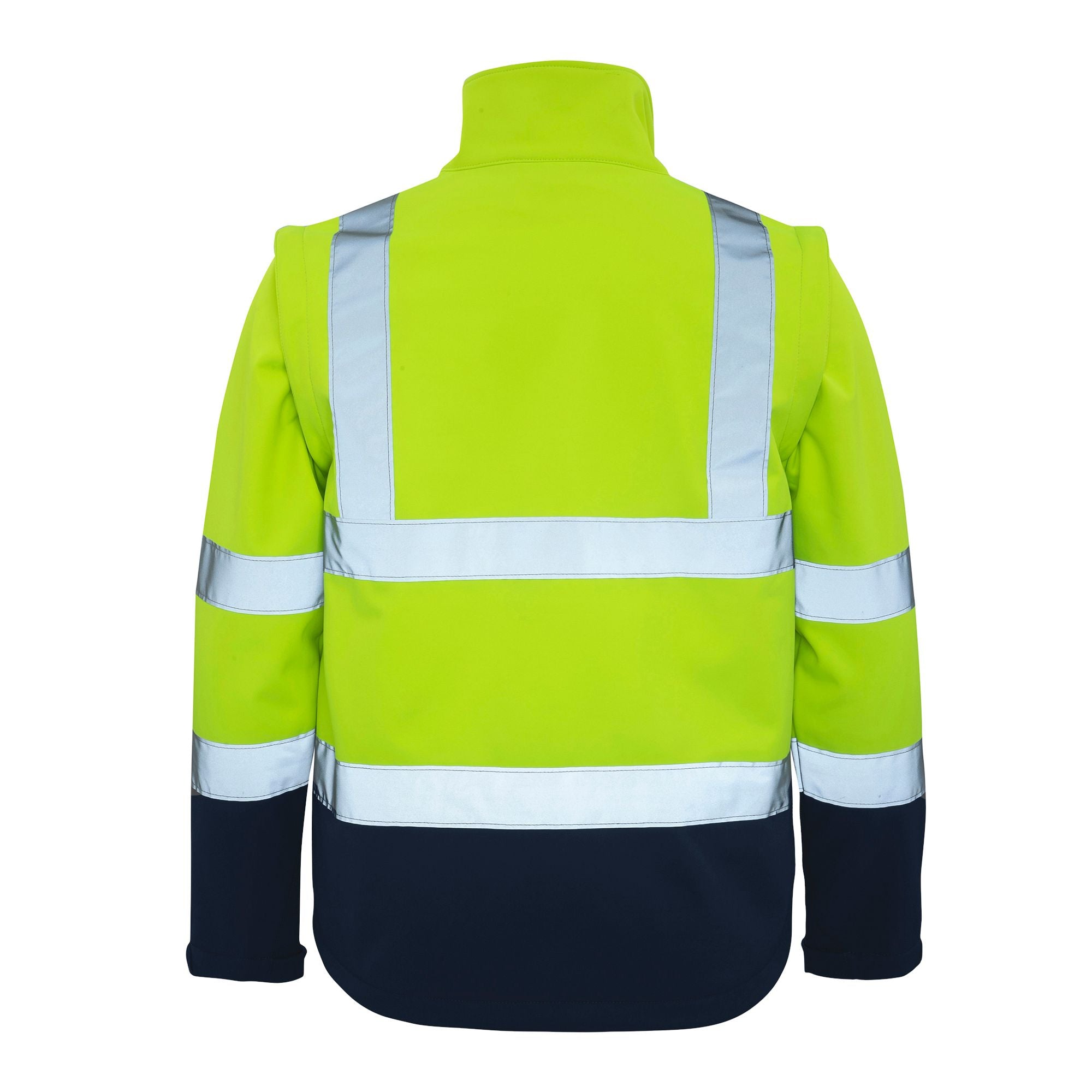 Back view of Rainbird Landy Jacket in Hi Vis Yellow/Navy