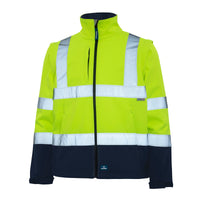 Front view of Rainbird Landy Jacket in Hi Vis Yellow/Navy