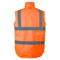 Back view of Rainbird Utility Vest in Fluro Orange with Hi Vis Tape