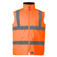 Front view of Rainbird Utility Vest in Fluro Orange with Hi Vis Tape