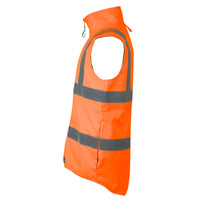 Side view of Rainbird Utility Vest in Fluro Orange with Hi Vis Tape