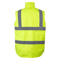 Back view of Rainbird Utility Vest in Fluro Yellow with Hi Vis Tape
