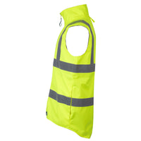 Side view of Rainbird Utility Vest in Fluro Yellow with Hi Vis Tape