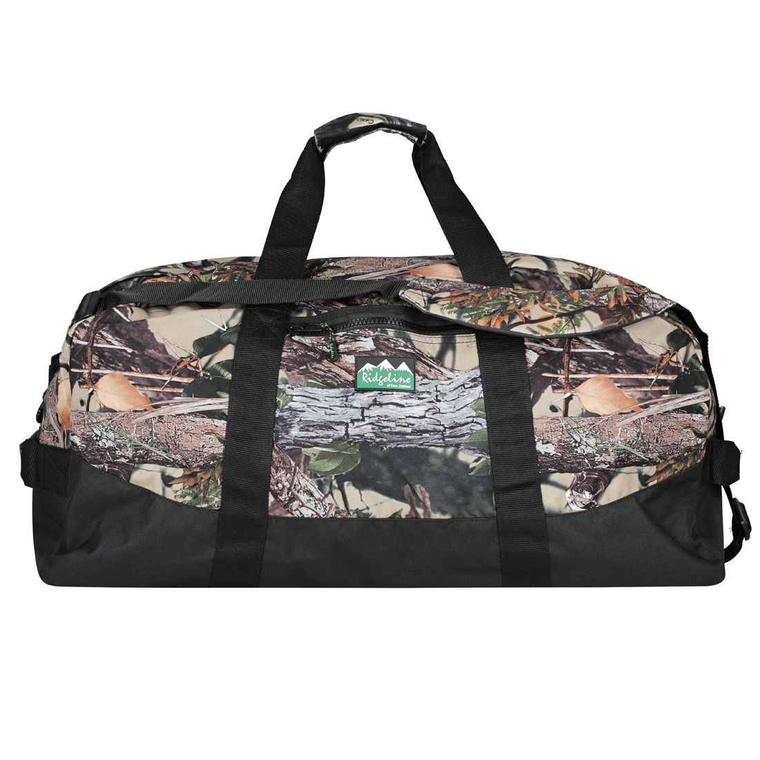 Ridgeline Coffin Gear Bag in Buffalo Camo print with handles raised