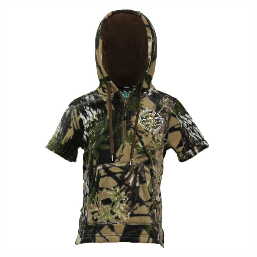 Ridgeline Kids Little Weapon Short Sleeve Hoodie in Buffalo Camo