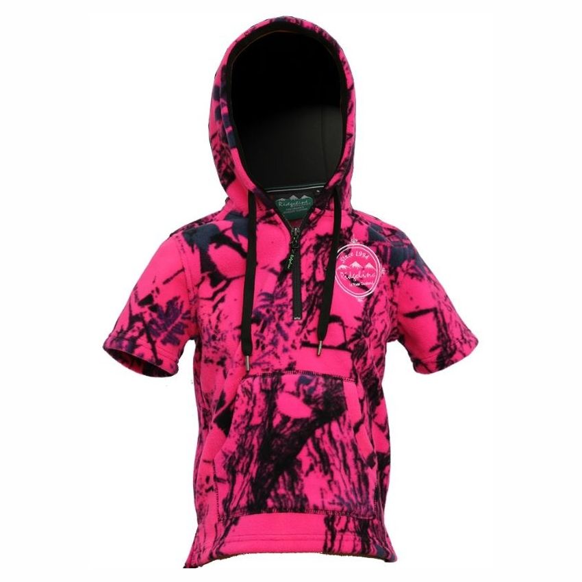 Ridgeline Kids Little Weapon Short Sleeve Hoodie in Hyper Pink