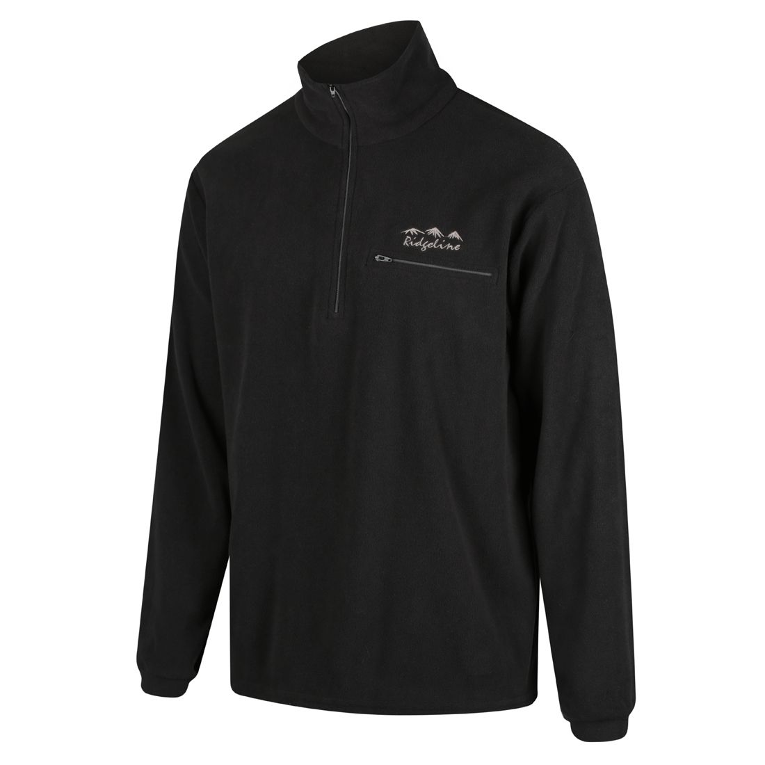 Front view of Ridgeline Micro Fleece Long Sleeve Shirt in Black