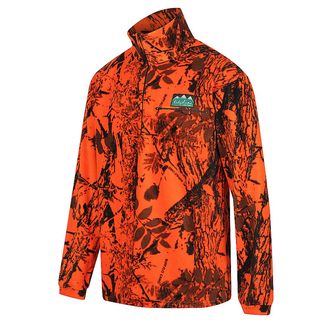 Front view of Blaze Orange Ridgeline Micro Fleece Long Sleeve Top