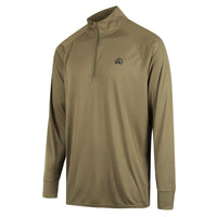 Front of Ridgeline Mens Performance Long Sleeve Quarter Zip Top in Dark Khaki