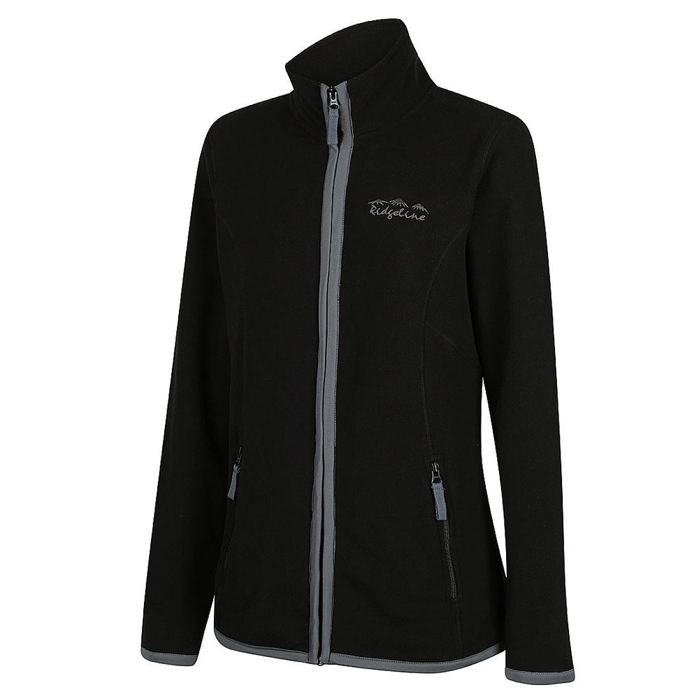 Front of Ridgeline Womens Lowland Zip Fleece in Black