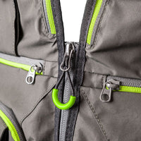 Close up of zip on Desolve Drift Series Strap Vest