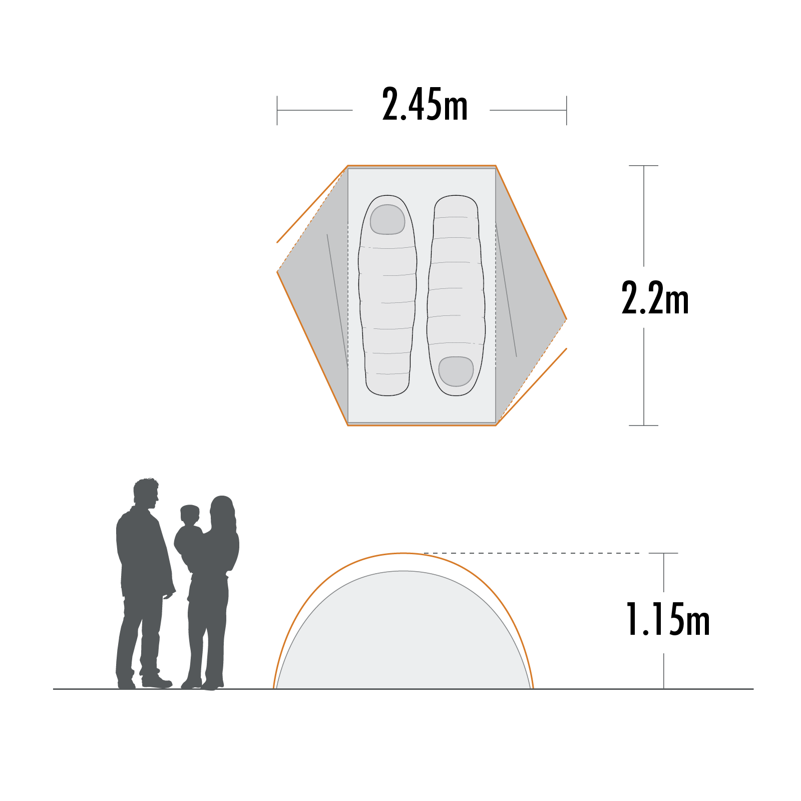 EPE Spartan 2 Person Hiker Tent Dimensions