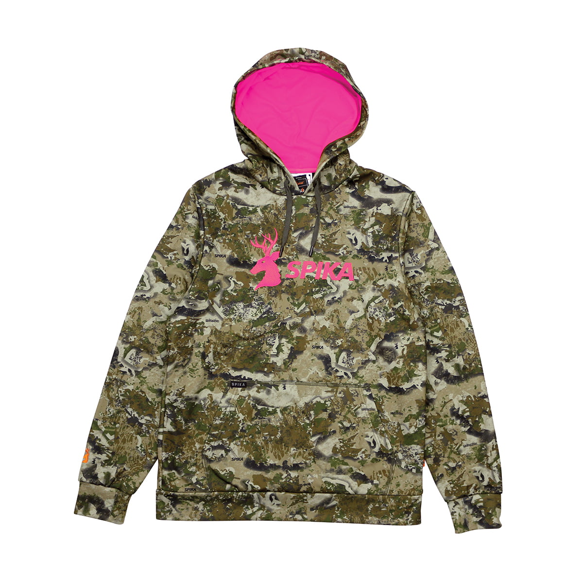 Front view of Spika Women's Go Classic Hoodie in Biarri Camo