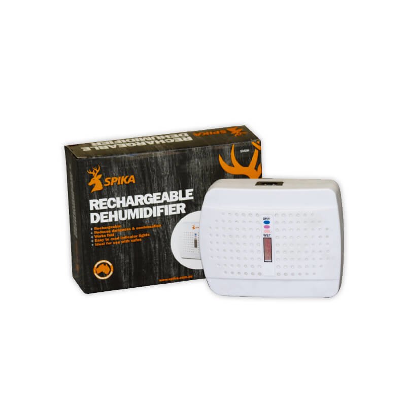 Spika Rechargeable Dehumidifier next to box