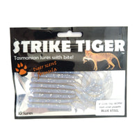 Strike Tiger Lure Worms (4 Inch X 10 Pack) Blue Steel