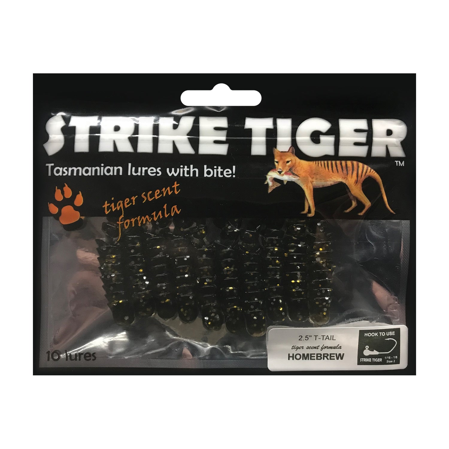 Strike Tiger Lure T-Tail (2.5 Inch X 10 Pack) Homebrew