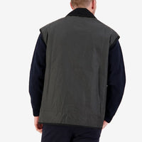 Back view of Swanndri Foxton Oilskin Vest in Brown