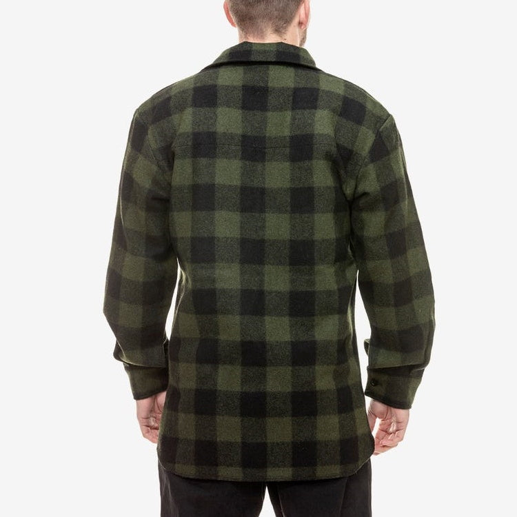 Back view of Swanndri Ranger Shirt in Olive & Black