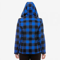Back view of Swanndri Seattle Hoody in Blue & Black Check