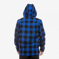 Back view of Swanndri Hudson Hoodie in Blue & Black