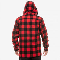 Back view of Swanndri Hudson Hoodie in Red & Black