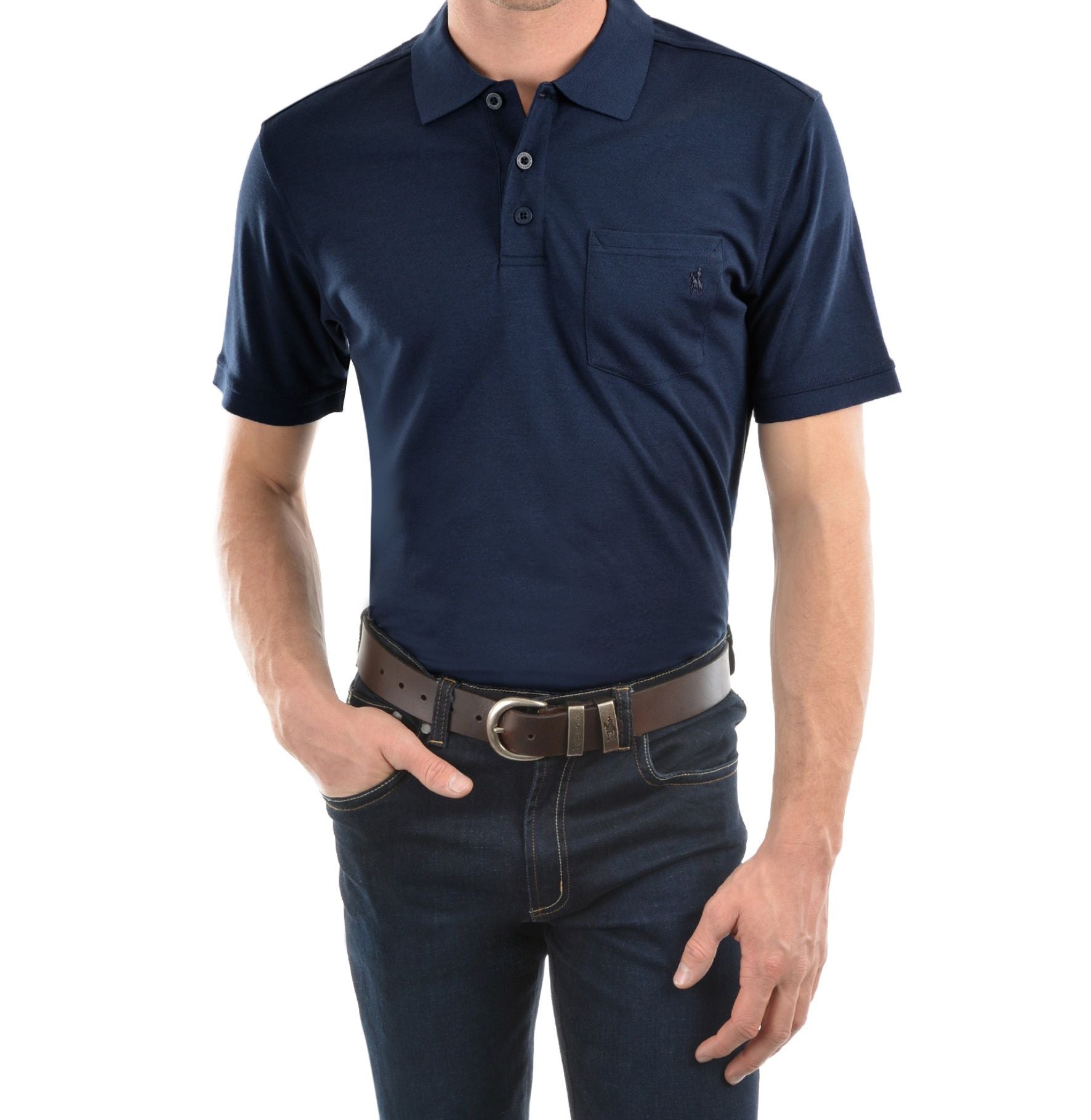 Thomas Cook Men's Bamboo Short Sleeve Polo in Navy