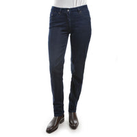 Front view of Thomas Cook Women's Lynda Wonder Slim Leg Jeans in Dark Blue