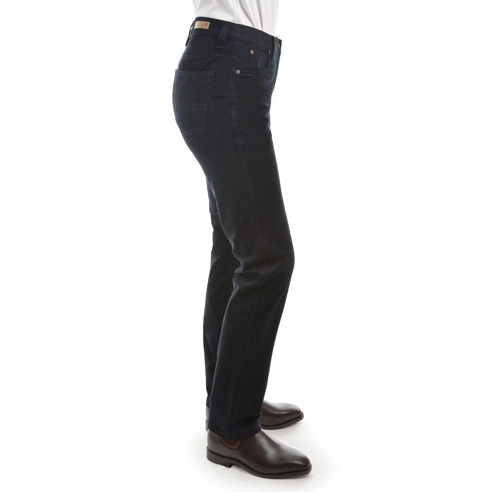 Side view of Thomas Cook Women's Moleskin Wonder Slim Jeans in Navy