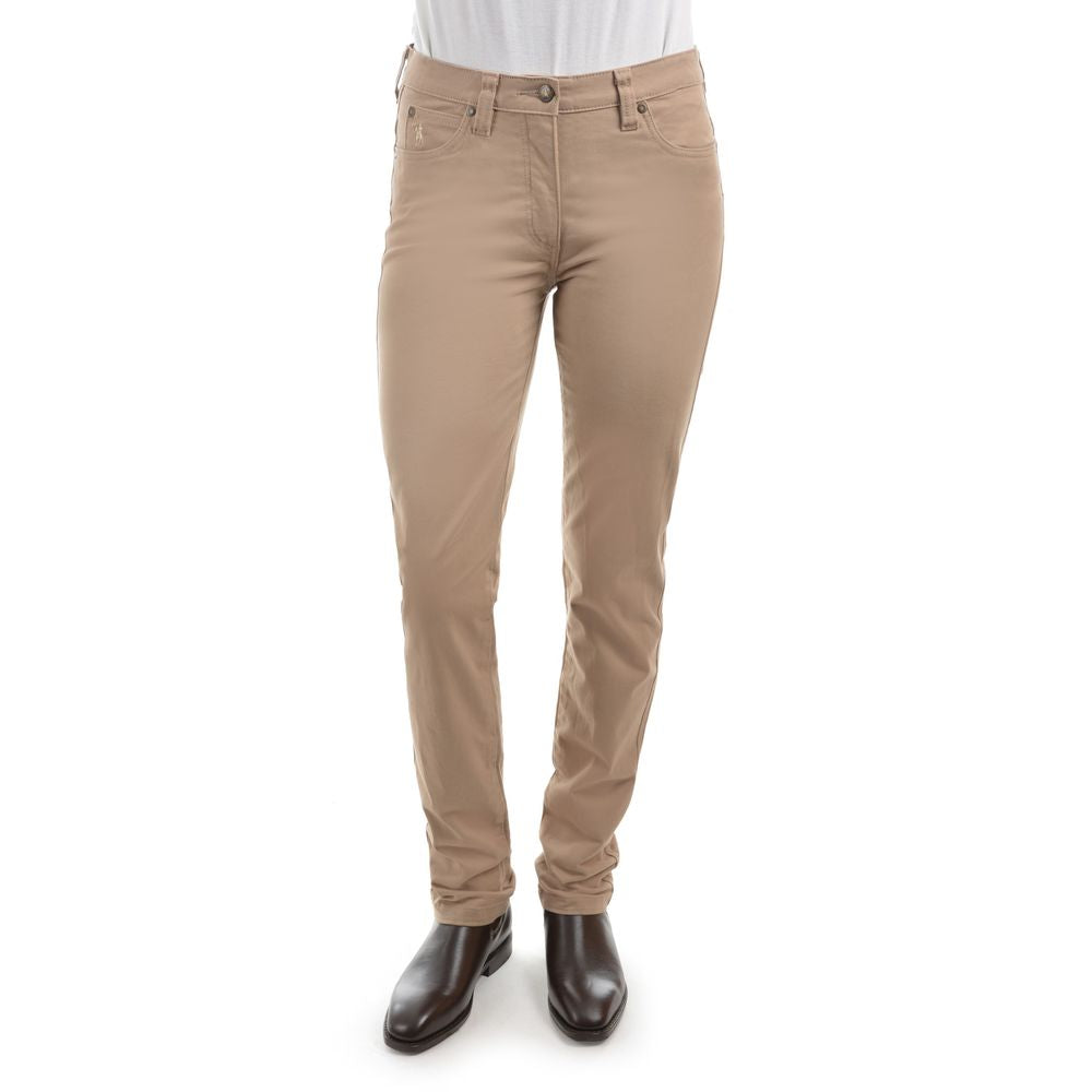 Front view of Thomas Cook Women's Moleskin Wonder Slim Jeans in Sand