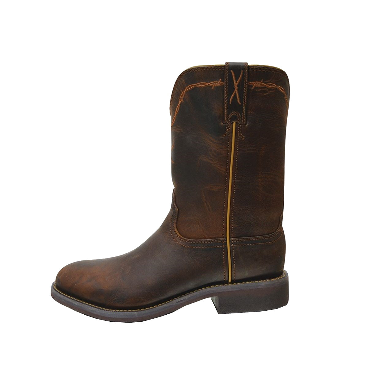 Side view of Twisted X Women's Roper Leather Cowboy Boots in Dark Brown