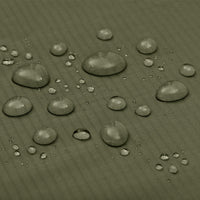 Close up of Alton Goods Ultralight Groundsheet waterproof fabric with beads of water
